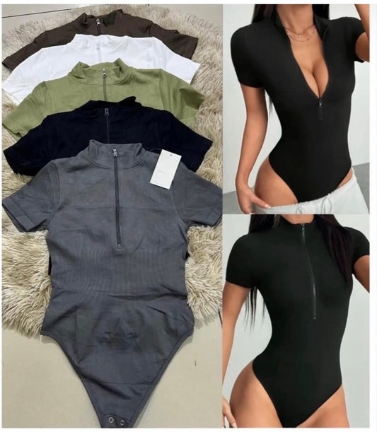 Body Manga Corta con Cuello Control de Abdomen