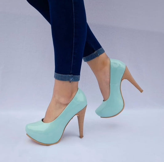 Calzado Stiletto Turquesa Charol
