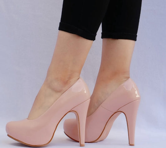 Stiletto Nude Rosa Charol