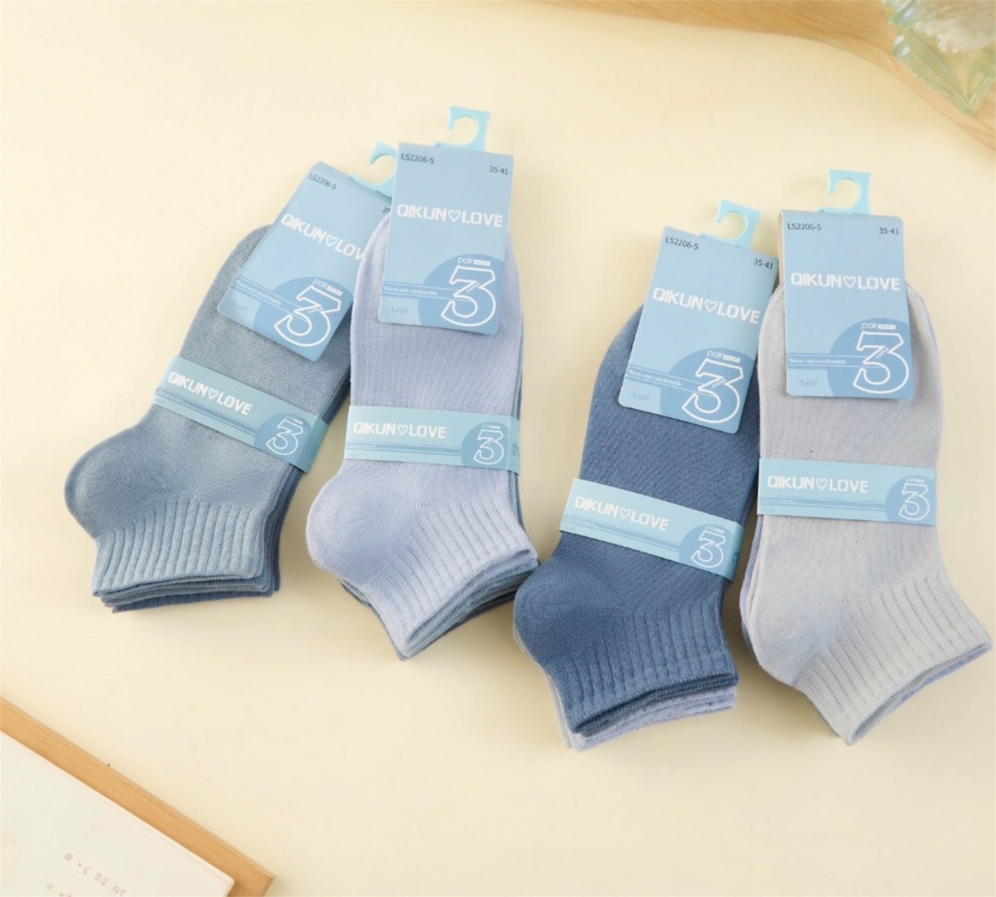 X Calcetines 3 o 6 Pares Tonos Azules