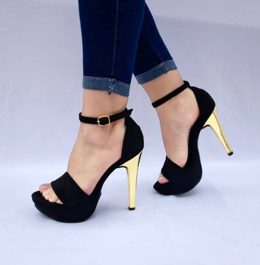 Sandalia Gamuza Taco Dorado Ac-275