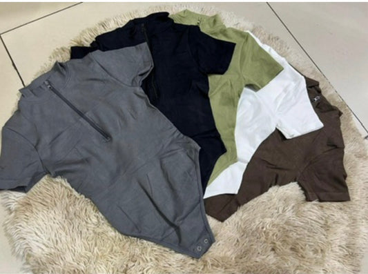 Body Manga Corta con Cuello Control de Abdomen