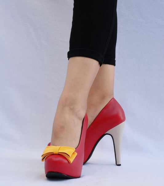 Stiletto Rojo Cinta Mostaza Ac-824