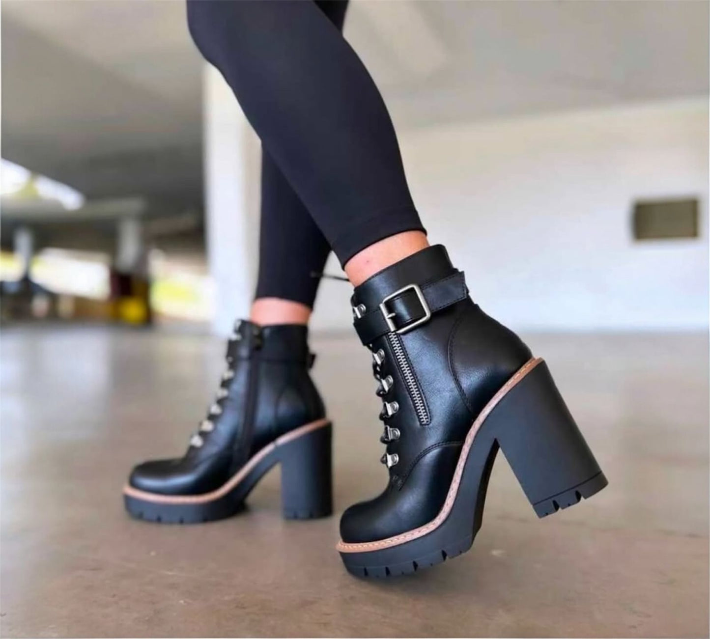 Botin Ecocuero Taco Cuadrado